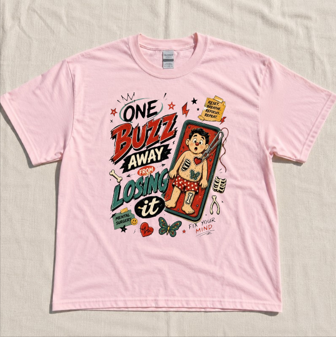 RETRO BOARD GAME TEE, ONE BUZZ AWAY FROM LOSING IT TEE BN-00097