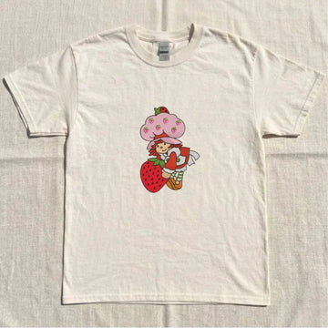 EMBROIDERED FUNNY STRAWBERRY GIRL TEE XIU-0062