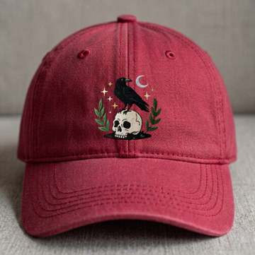 EMBROIDERED WITCHY CROW SKULL HAT TR-0004