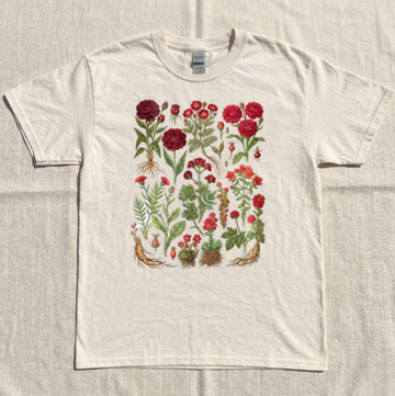 ROSE WILDFLOWER BOTANICAL GRAPHIC TEE, GARDEN FLOWER TEE BN-00251