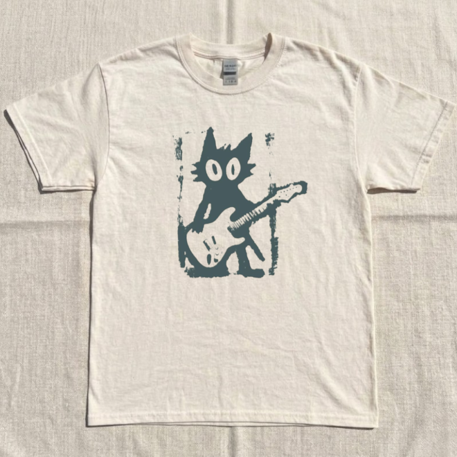 ROCK STAR CAT TEE,  ROCK AND ROLL CAT TEE, ELECTRIC GUITAR KITTY TEE BN-00241