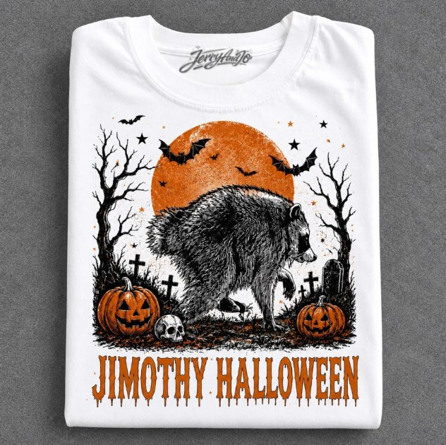 JIMOTHY RACCOON HALLOWEEN TEE, VIRAL RACCOON MEME BN-00235
