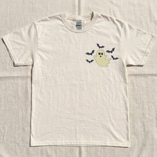 GHOST & BATS EMBROIDERED TEE BN-00038