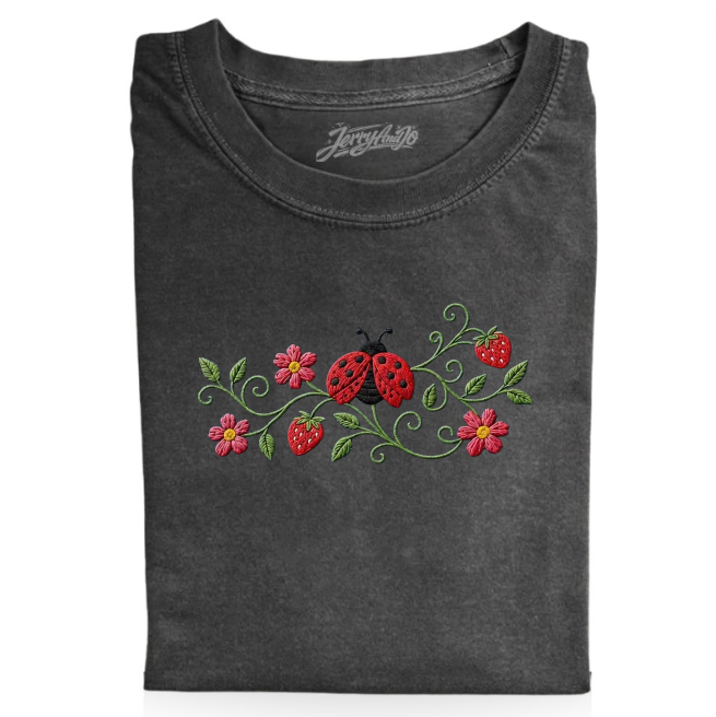 FLORAL LADDYBUG EMBROIDERED TEE BN-00025