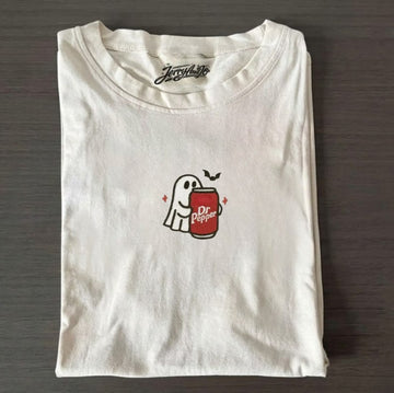 EMBROIDERED GHOST HOLDING SODA TEE XIU-0007