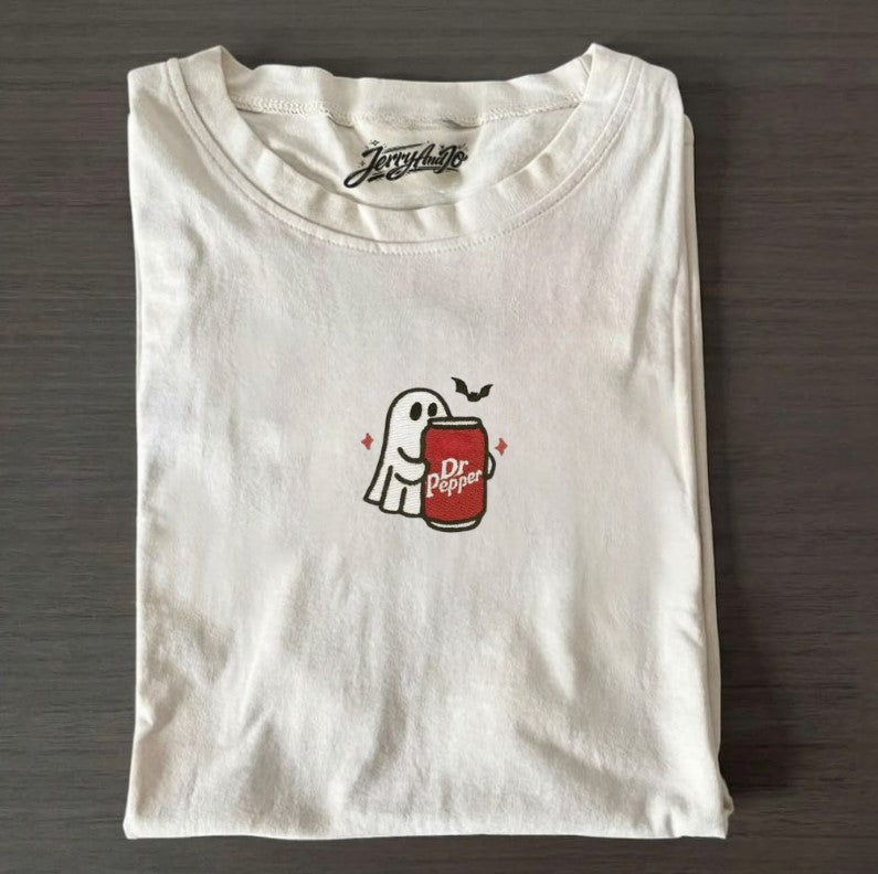 EMBROIDERED GHOST HOLDING SODA TEE XIU-0007