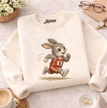 EMBROIDERED CUTE RUNNING BUNNY TEE XIU-0072