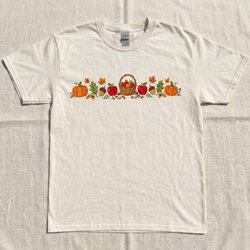 FALL HARVEST PUMKIN, AUTUM COZY SEASON EMBROIDERED TEE BN-00054