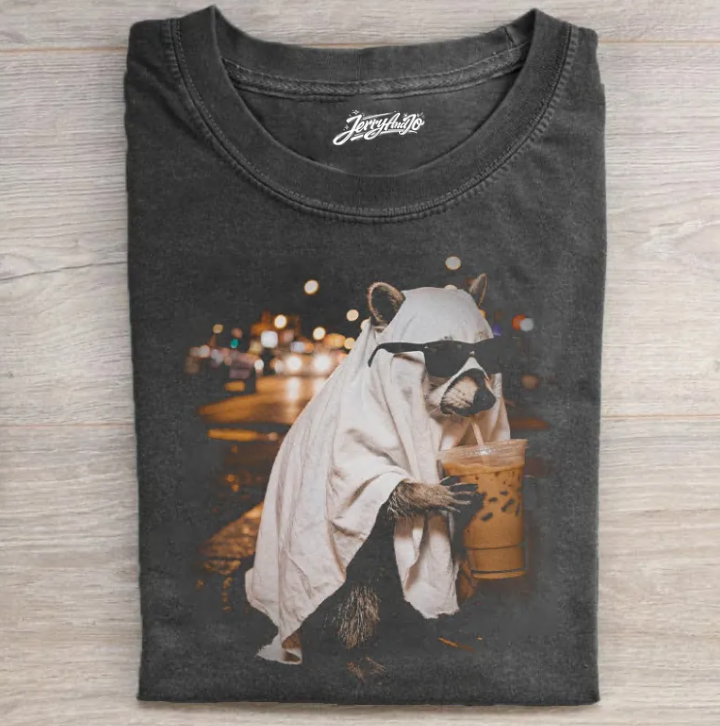 FUNNY HALLOWEEN GHOST RACCOON SHIRT TR-00132