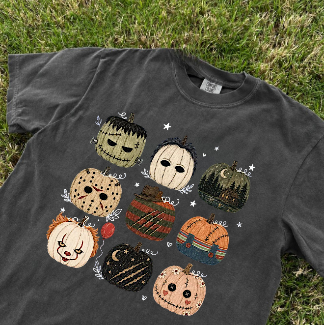 HORROR PUMKIN TEE, SPOOKY HALLOWEEN CHARACTER TEE BN-00208