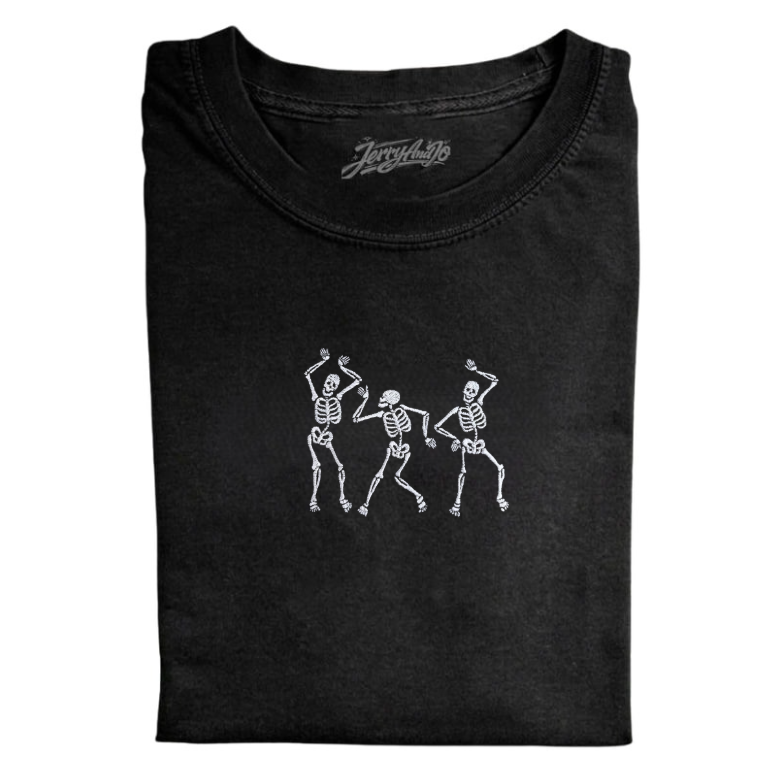 SKELETON DANCING EMBROIDERED TEE TR-0012