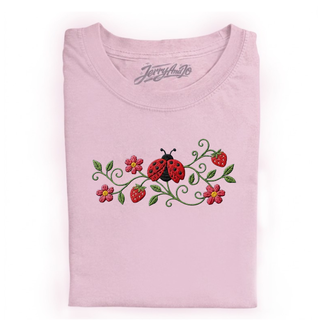 FLORAL LADDYBUG EMBROIDERED TEE BN-00025