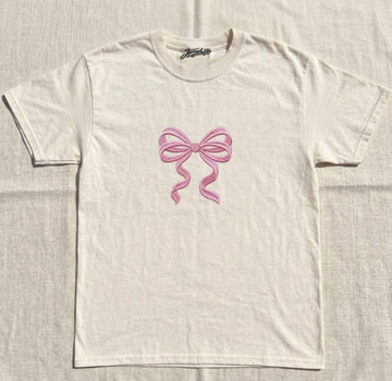 EMBROIDERED PINK BOW TEE XIU-0078