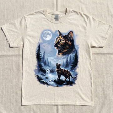TORTOISESHELL CAT HOWLING TO THE MOON SHIRT TR-0075