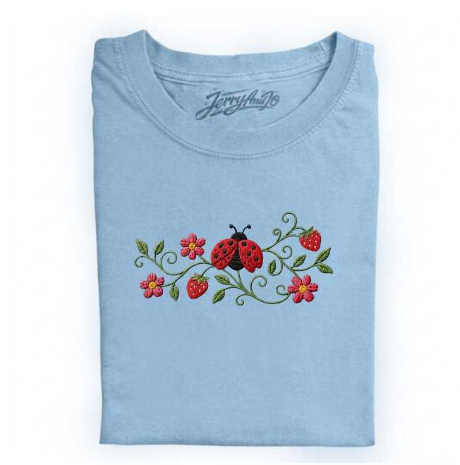 FLORAL LADDYBUG EMBROIDERED TEE BN-00025