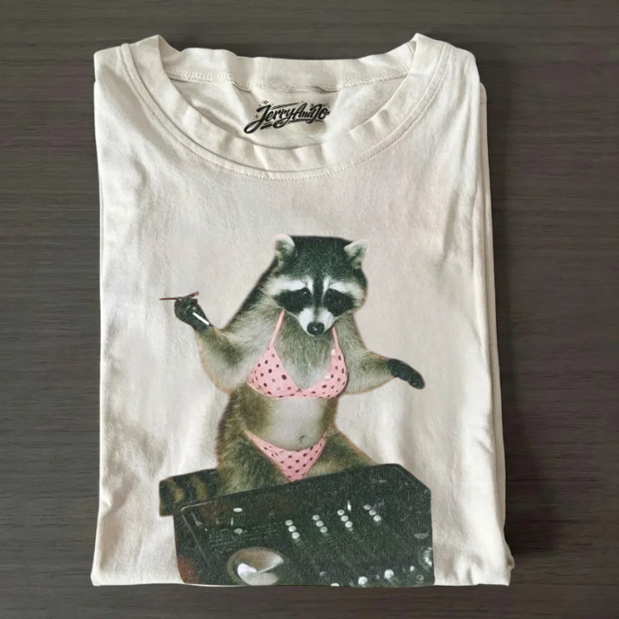RACCOON PLAYING DJ SHIRT NN-0003
