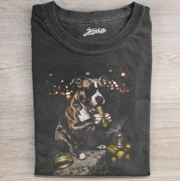 COOL PITBULL EATING PICKLE SHIRT TR-00101