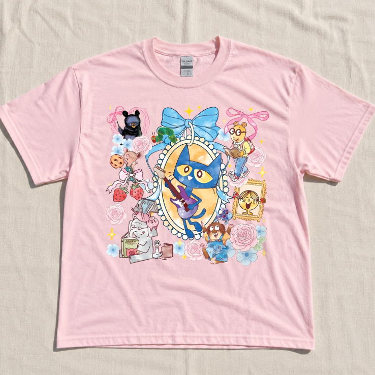 CHILDREN'S BOOKS CHARACTERS BACK TO SCHOOL SHIRT TR-0076