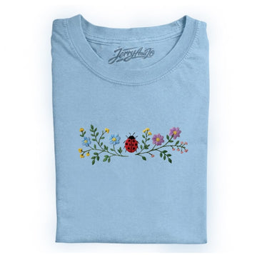 EMBROIDERED LADYBUG FLORAL TEE XIU-0024