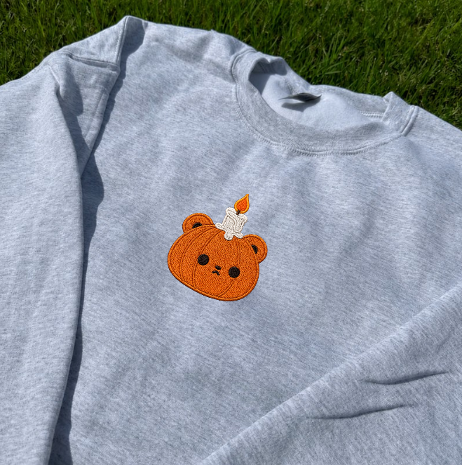 PUMKIN BEAR CUTE HALLOWEEN EMBROIDERED TEE/ SWEATSHIRT/ HOODI BN-00078