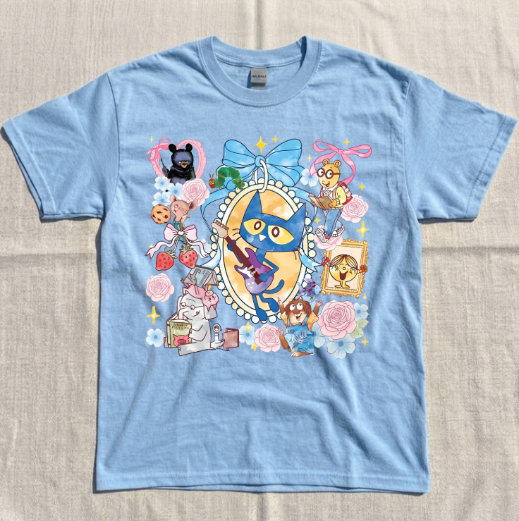 CHILDREN'S BOOKS CHARACTERS BACK TO SCHOOL SHIRT TR-0076