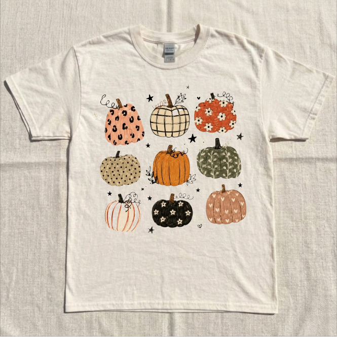 BOHO PUMPKIN, PREPPY FALL PUMKIN PRINT TEE BN-00082