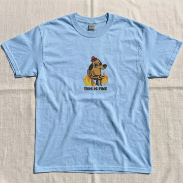 FUNNY DOG IN FIRE EMBROIDERED TEE TR-0072