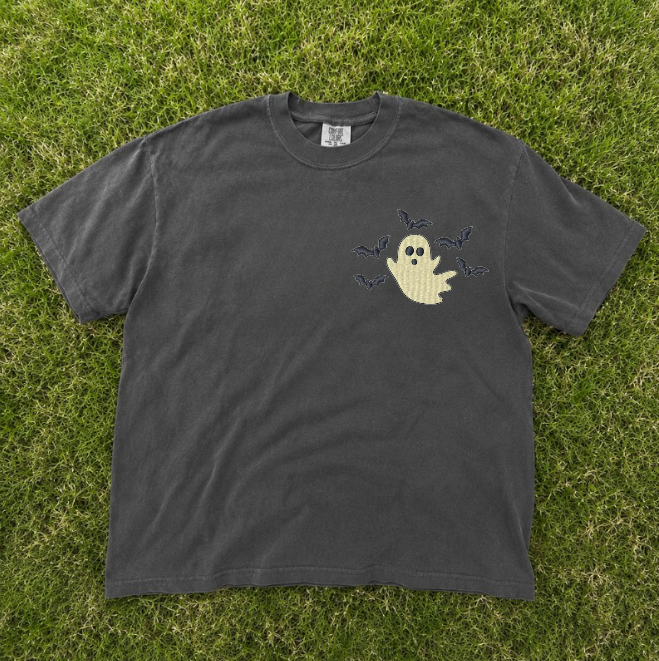 GHOST & BATS EMBROIDERED TEE BN-00038