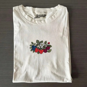 EMBROIDERED SUMMER BERRY WOMEN'S BOXY TEE XIU-0013
