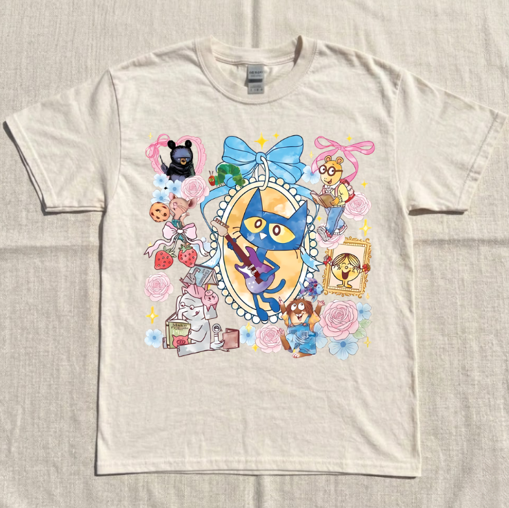 CHILDREN'S BOOKS CHARACTERS BACK TO SCHOOL SHIRT TR-0076