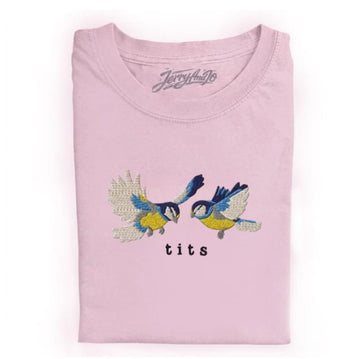 EMBROIDERED FUNNY TIT BIRDS TEE XIU-0025