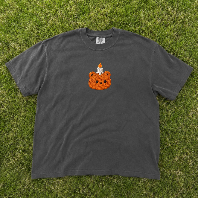 PUMKIN BEAR CUTE HALLOWEEN EMBROIDERED TEE/ SWEATSHIRT/ HOODI BN-00078