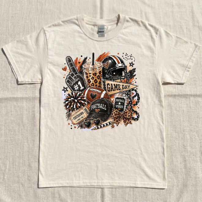 GAME DAY FOOTBALL, FOOTBALL MOM, FOOTBALL VIBES TEE BN-00101