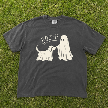 BOO-P GHOST DOG TEE, FUNNY HALLOWEEN DOG MOM TEE BN-00284