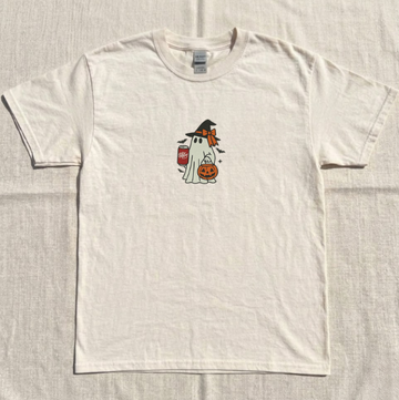 SPOOKY SODA GHOST EMBROIDERY SHIRT, DR PEPPER HALLOWEEN EMBROIDERED TEE TR-0073