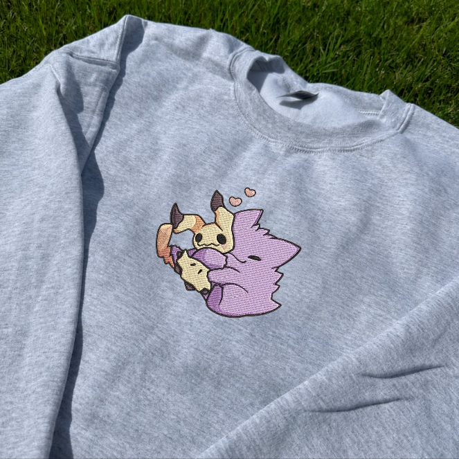 GENGAR MIMIKYU, CUTE POKEMON ANIME EMBROIDERED TEE BN-00055