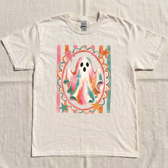 GHOST RUTRIC GHOST WITCH PUMKIN STRIPES FALL TEE BN-00102