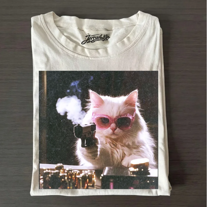 FUNNY GANGSTER CAT SHIRT NN-0004