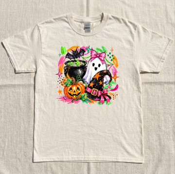 HALLOWEEN GIRLY TRICK OR TREAT, TREFNDY GHOST, PUMPKIN TEE BN-00130