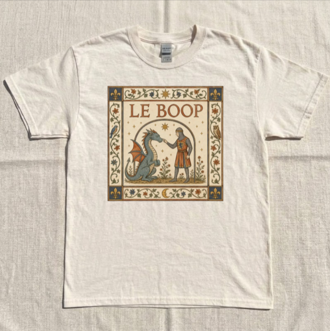 LE BOOP DRAGON TEE, MEDIEVAL TEE, FUNNY KINGHT AND DRAGON TEE BN-00266
