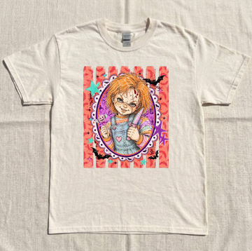 RETR0 HALLOWEEN CHARACTERS CHUCKY SCARY MOVIE TEE BN-00084