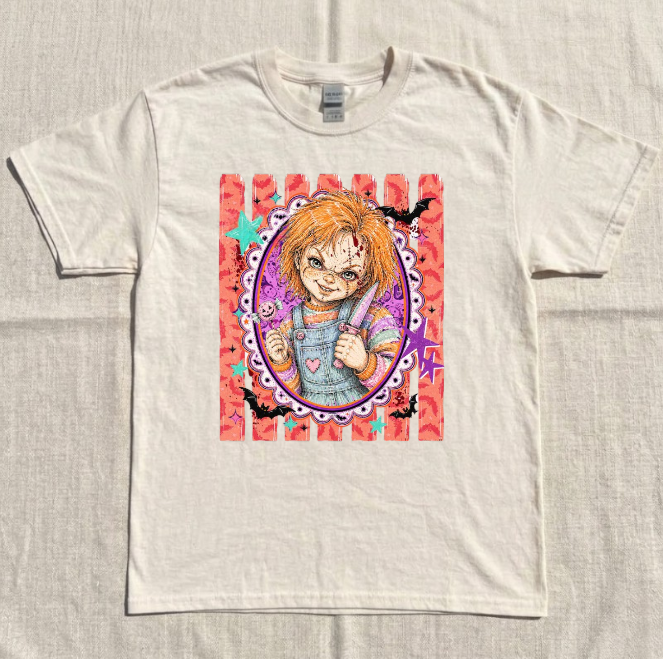 RETR0 HALLOWEEN CHARACTERS CHUCKY SCARY MOVIE TEE BN-00084