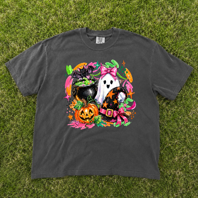 HALLOWEEN GIRLY TRICK OR TREAT, TREFNDY GHOST, PUMPKIN TEE BN-00130