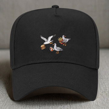 EMBROIDERED SEAGULL STEALING FOOD HAT TR-0002