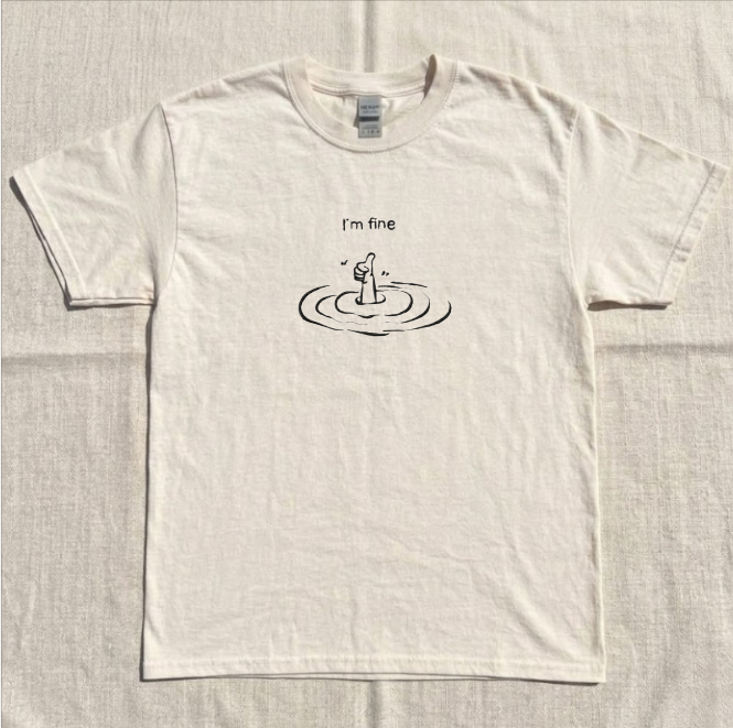 I'M FINE FUNNY EMBROIDERED TEE BN-00055