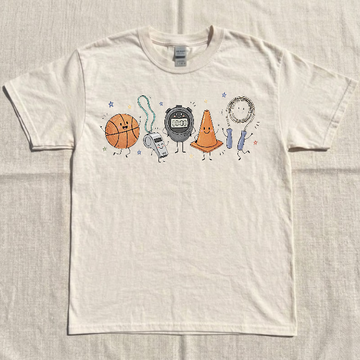 PE TEACHER DOODLE CHARACTER TEE, PHYSICAL EDUCATION TEE BN-00155