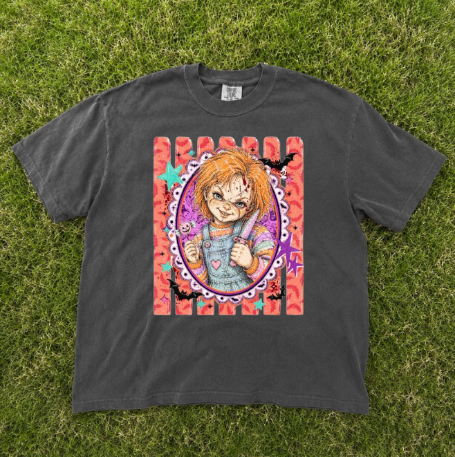 RETR0 HALLOWEEN CHARACTERS CHUCKY SCARY MOVIE TEE BN-00084
