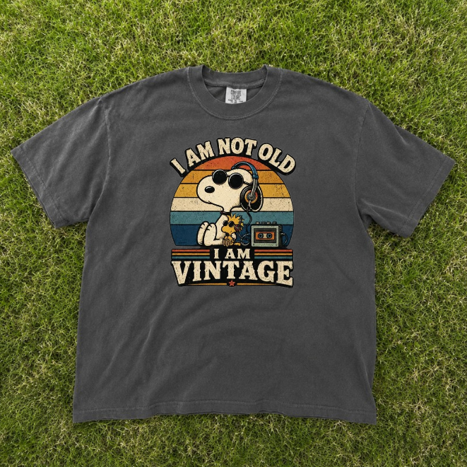 I AM VINTAGE TEE, RETRO PUPPY MUSIC TEE BN-00163