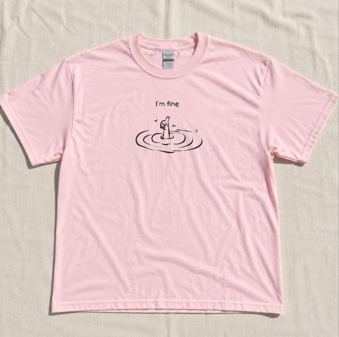 I'M FINE FUNNY EMBROIDERED TEE BN-00055