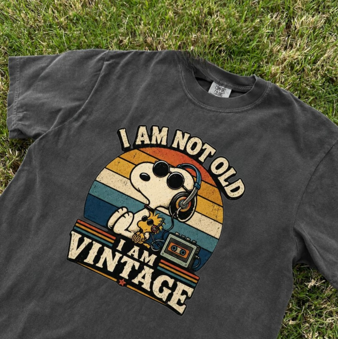 I AM VINTAGE TEE, RETRO PUPPY MUSIC TEE BN-00163